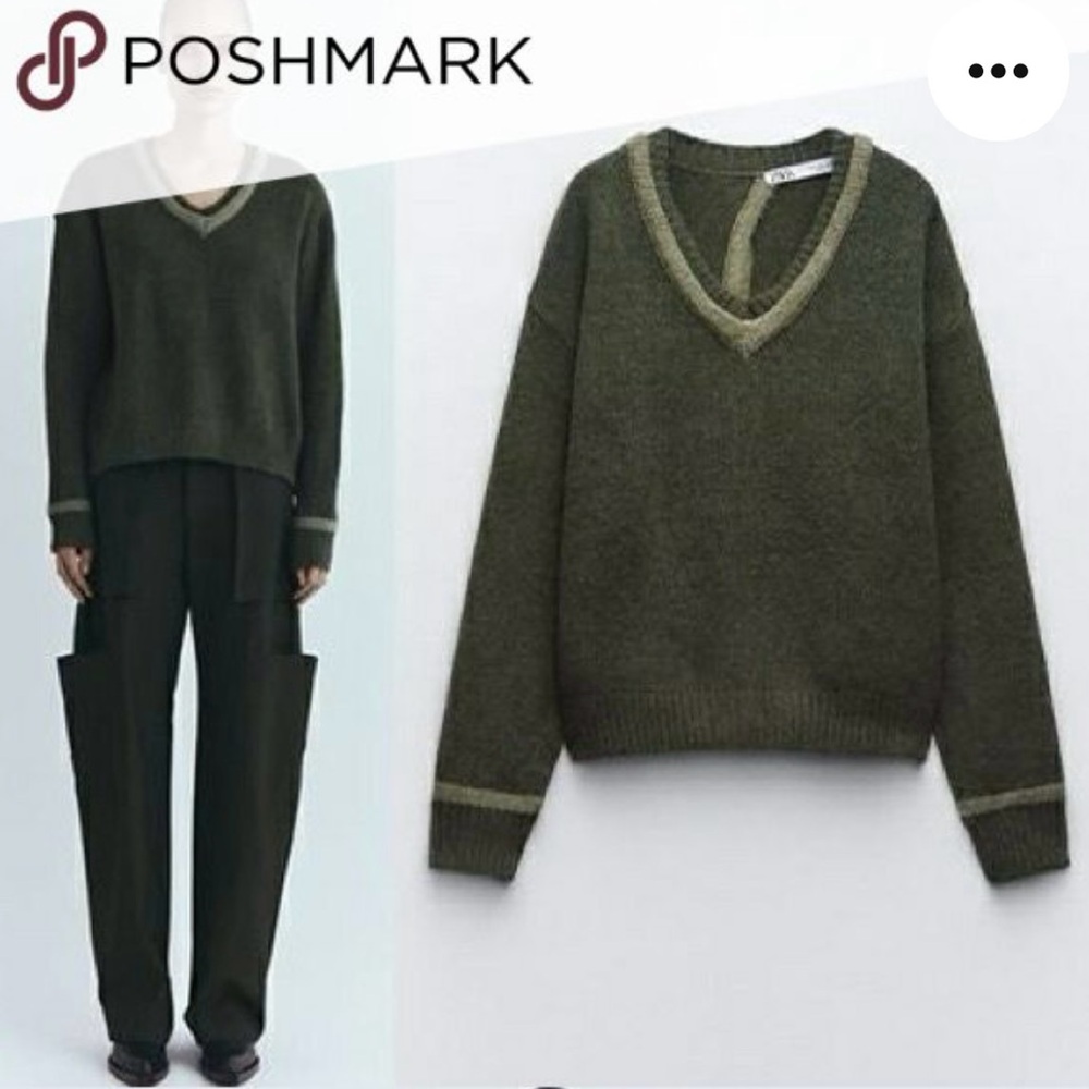 Zara Open Back Gray Long Sleeve Sweater Medium